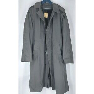 Vintage US Military Trench Coat All Weather Mens Size 42R‎ Black Zip Out Lining